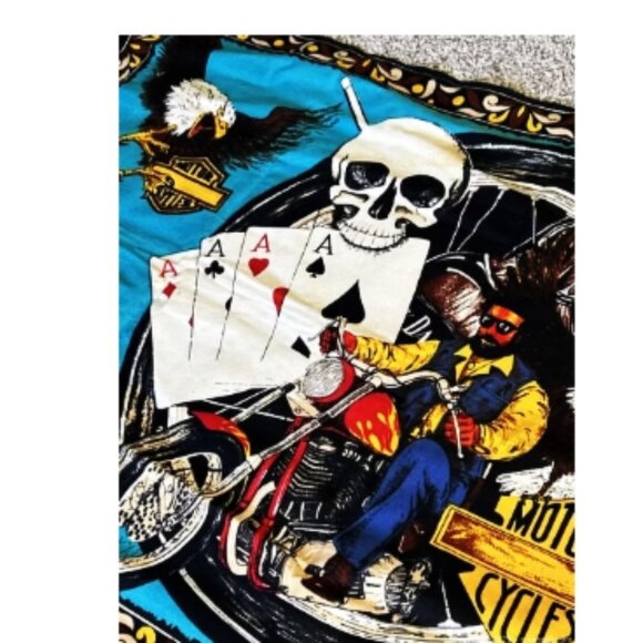 Rare Vintage Ha-Va-Ti Motorcycle Club Tapestry - Eagles/Skulls/Aces - Picture 6 of 11